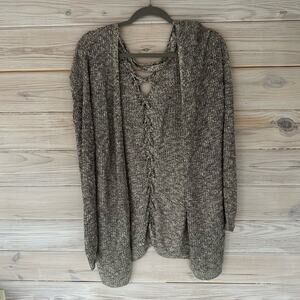 South Moon Under Allegra Gold Cozy Gray Knit Duster Cardigan With Weave Detail